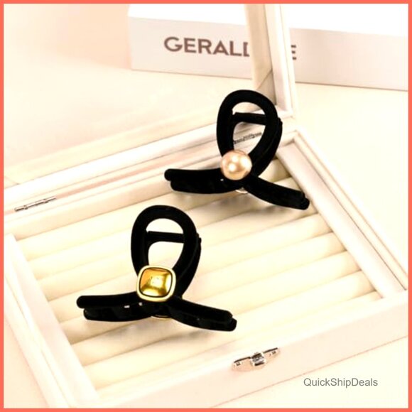 Luxury velvet small hair claw clips for thin hair, 8cm length main image 2